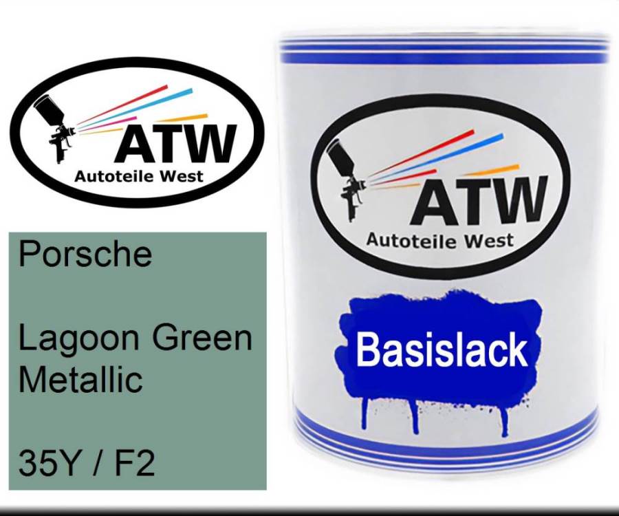Porsche, Lagoon Green Metallic, 35Y / F2: 1L Lackdose, von ATW Autoteile West.